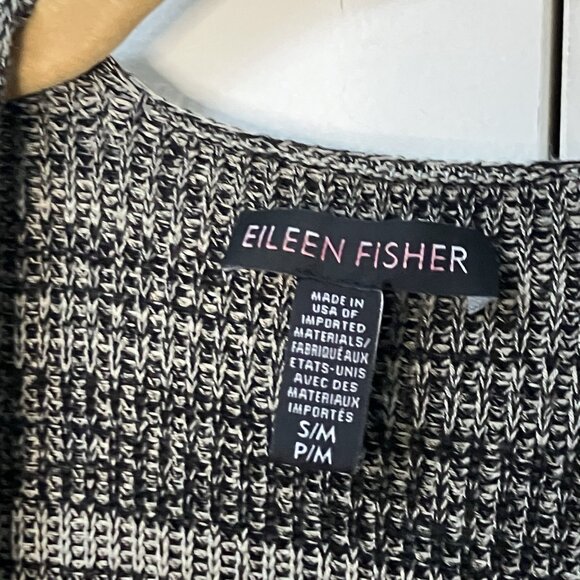 Eileen Fisher Sleek Tencel Knit Kimono Cardigan Womens S/M Heathered Black Open - Picture 2 of 6